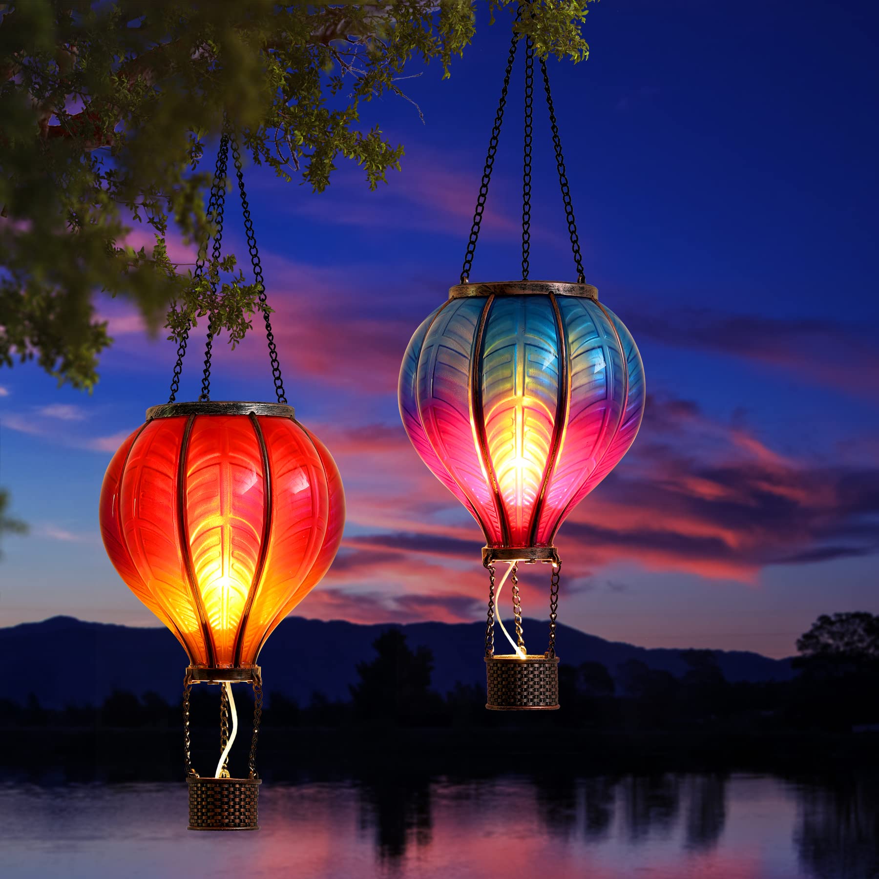 TERESA'S COLLECTIONS hot air balloon lantern side glow enhances evening garden decor