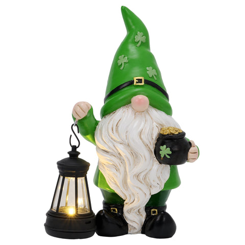 Teresa's Collections resin gnome lantern outdoor light for gardens and porches.