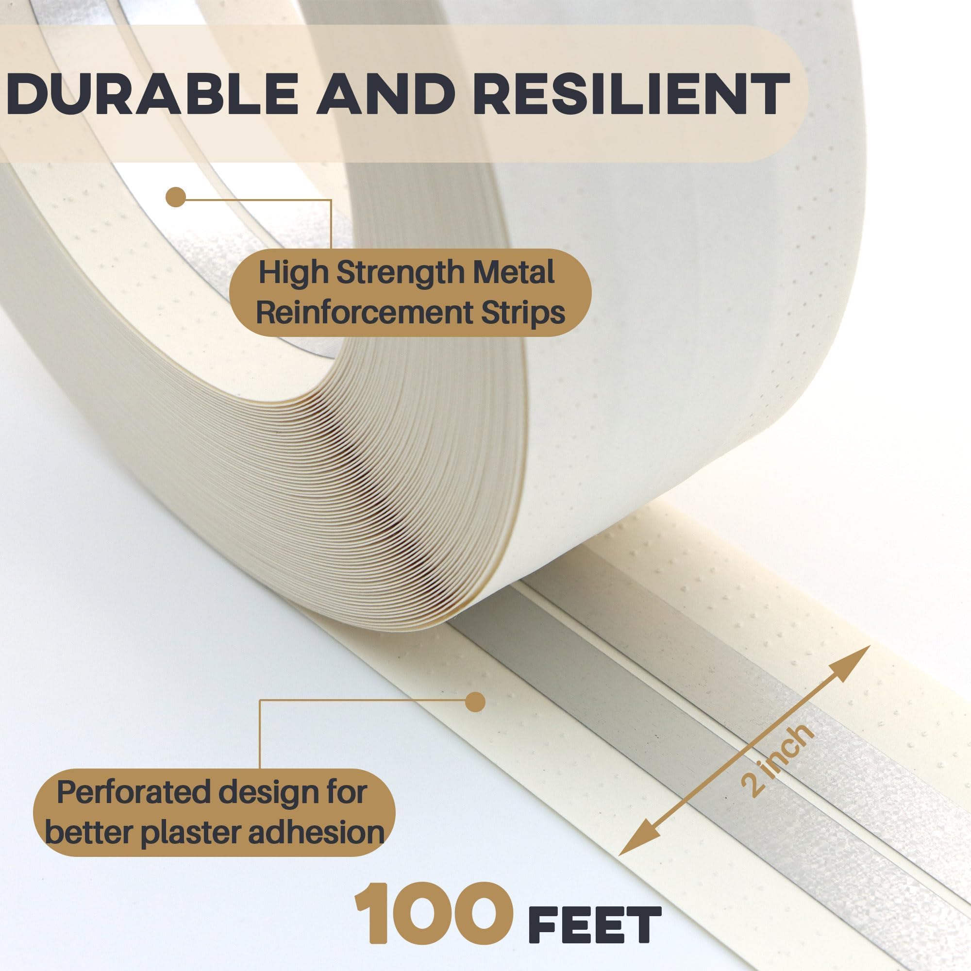 Terixe corner tape bonds with gypsum and cement to reduce cracking in walls.