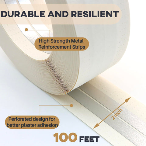 Terixe corner tape bonds with gypsum and cement to reduce cracking in walls.