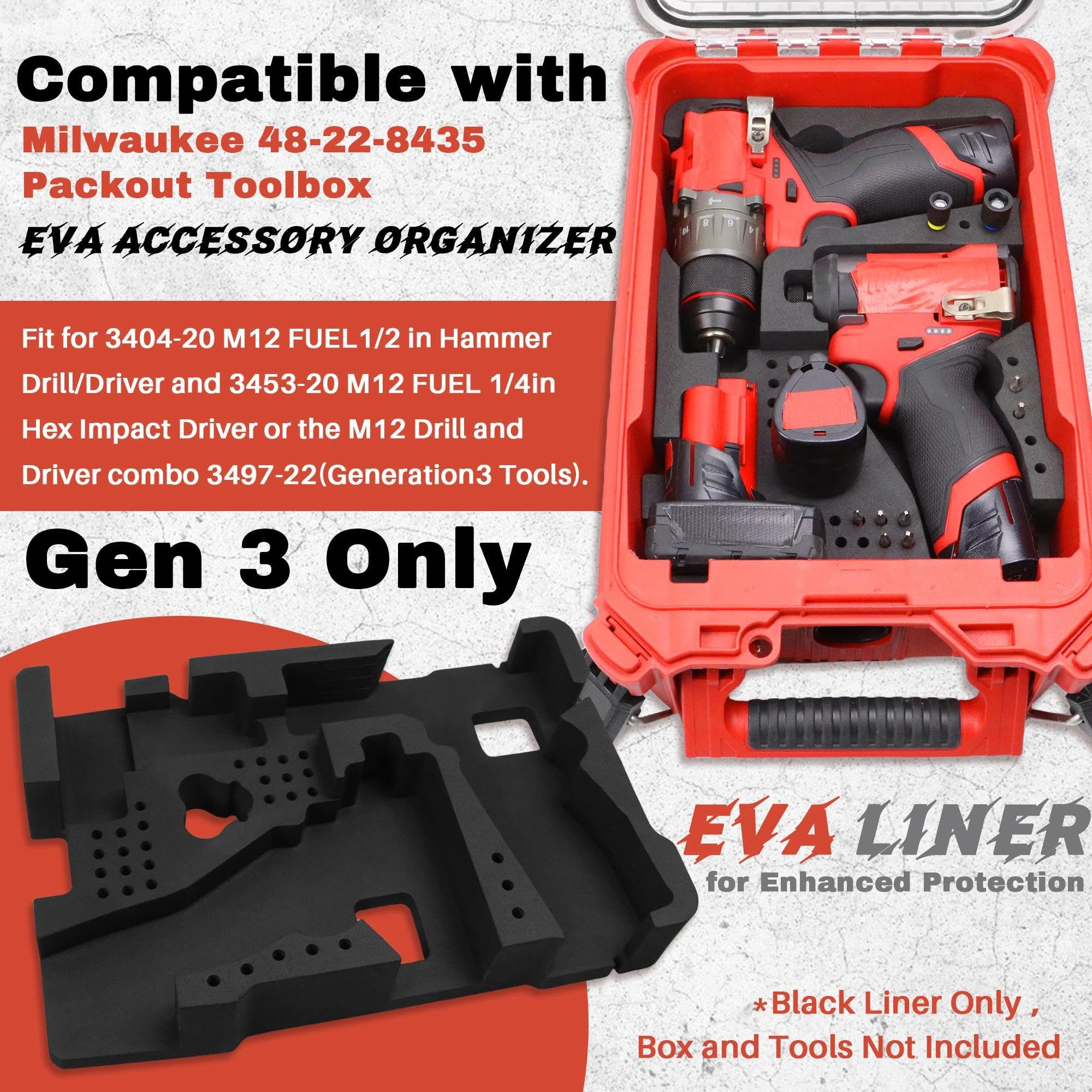 Terixe EVA liner precision-cut-foam with contoured slots for tools and accessories
