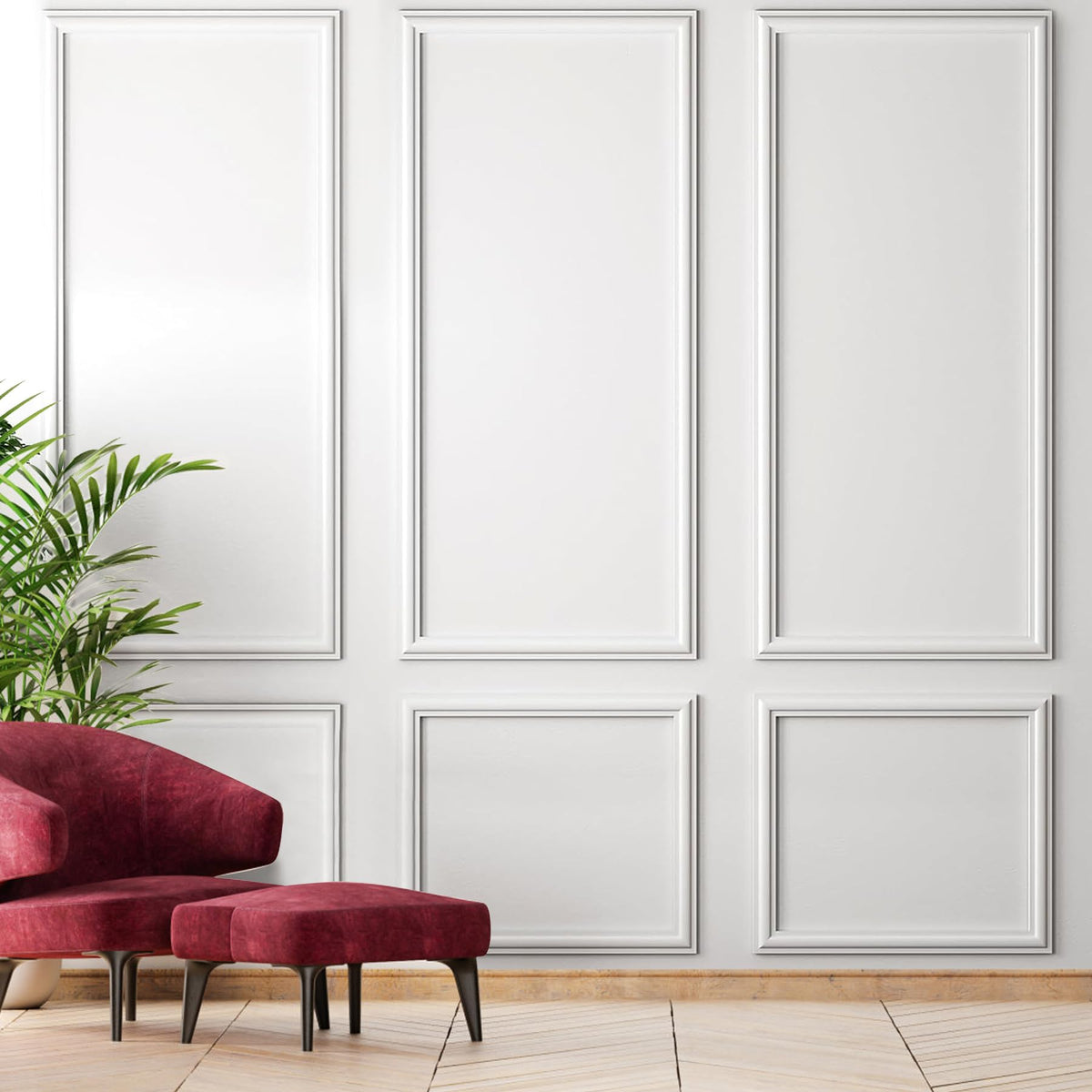 TEROMAS peel and stick 3D wall panel assembly adds texture to walls for a modern look.