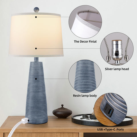 Terpsichore Nightstand Lamp includes a 9W E26 LED bulb for efficient lighting