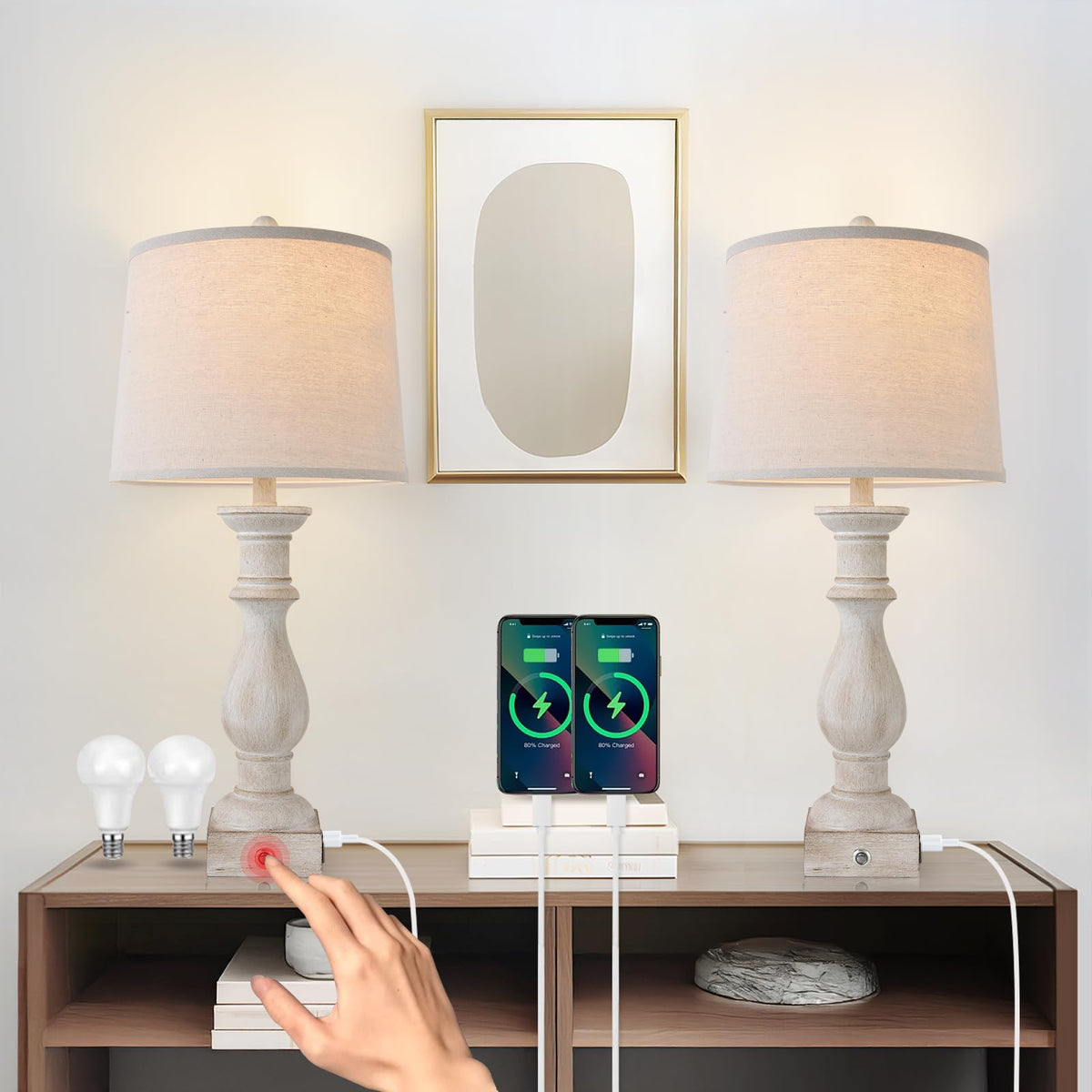 Terpsichore table lamps set of 2 base highlight durable resin for reliable bedside lighting