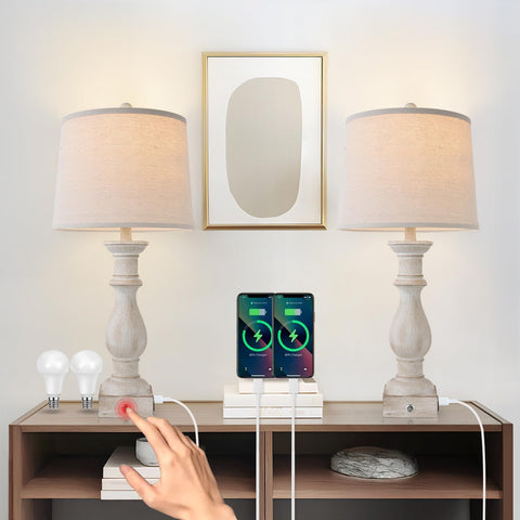 Terpsichore table lamps set of 2 base highlight durable resin for reliable bedside lighting
