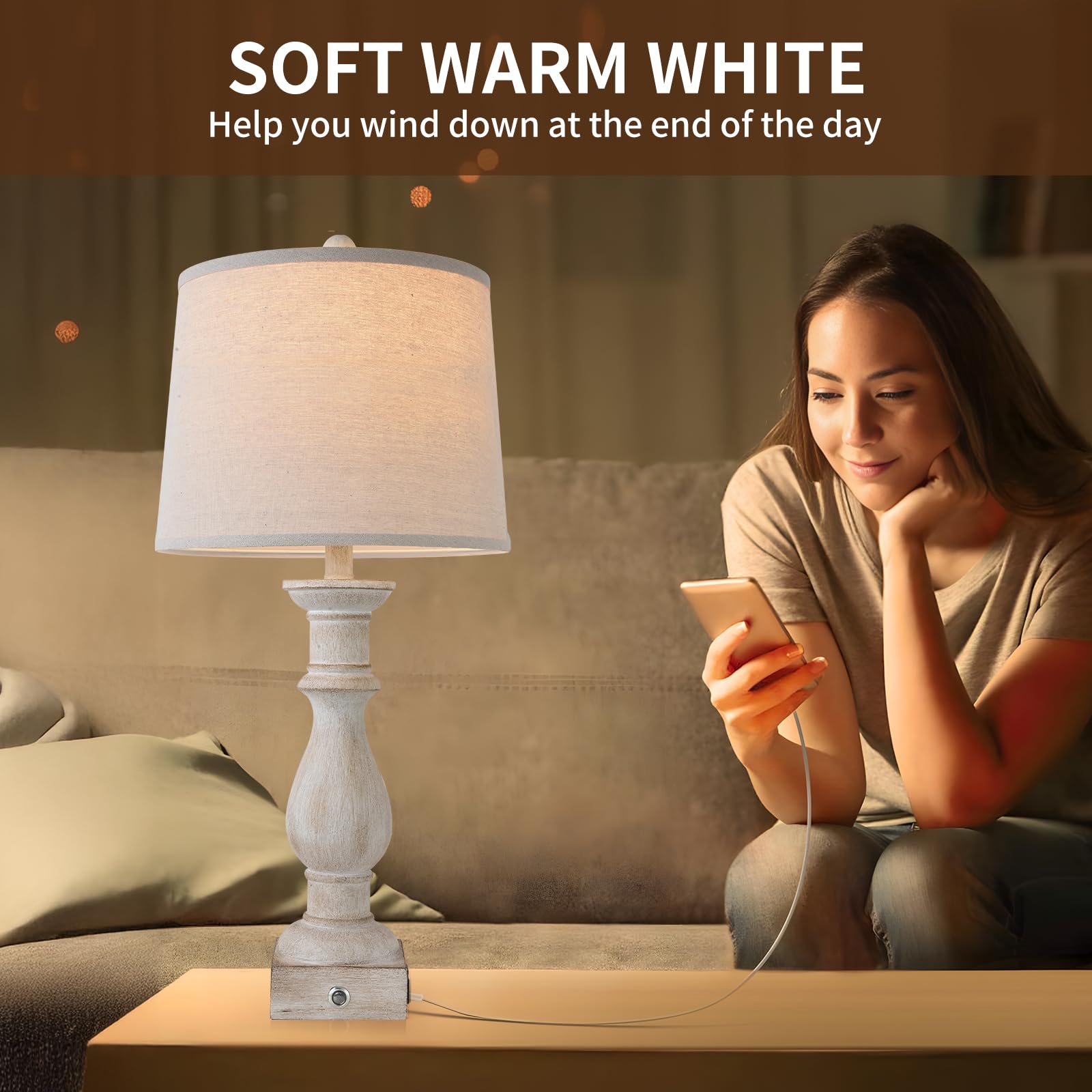 Terpsichore table lamps set of 2 dimmable-control highlights adjustable brightness for reading