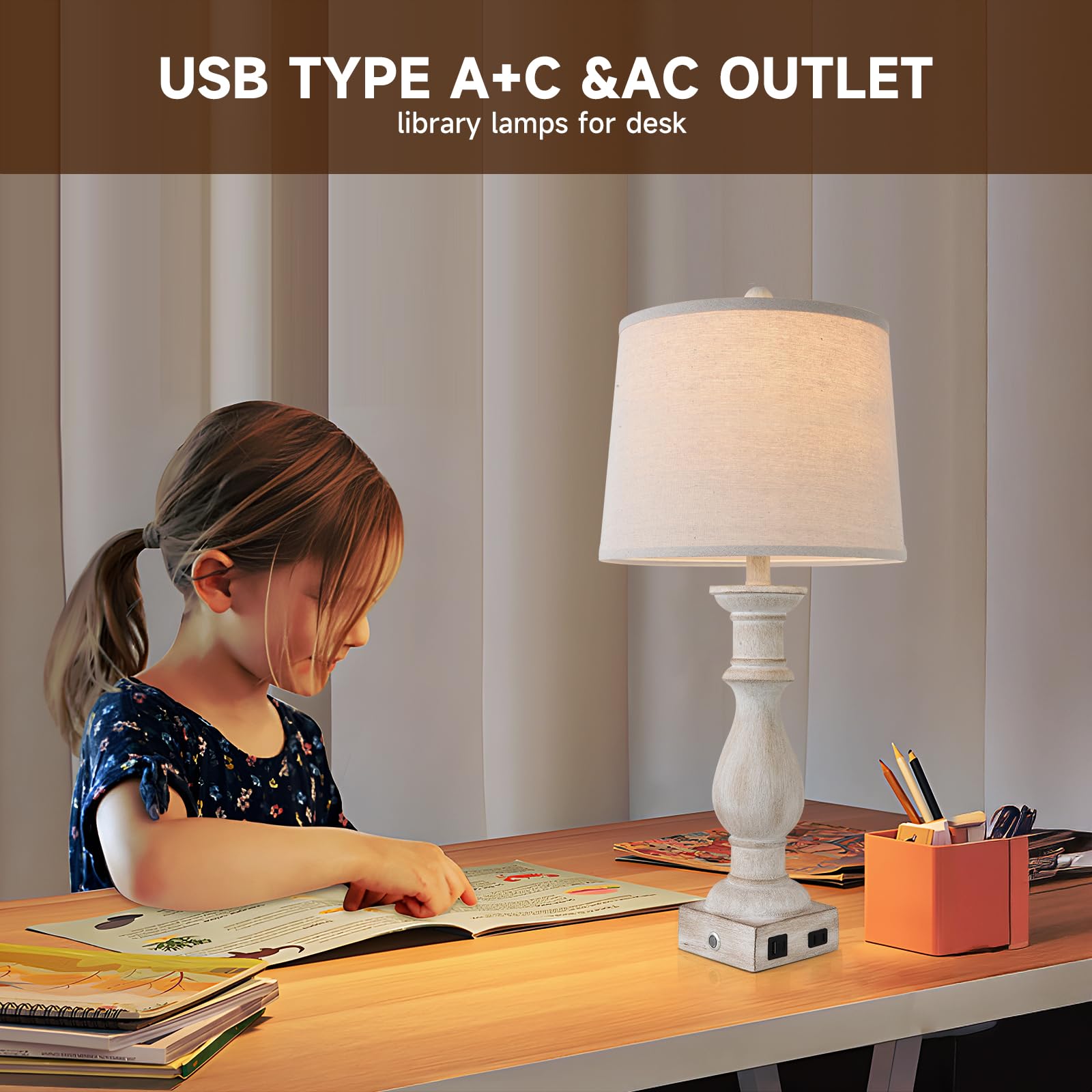 Terpsichore table lamps set of 2 outlets provide convenient power access