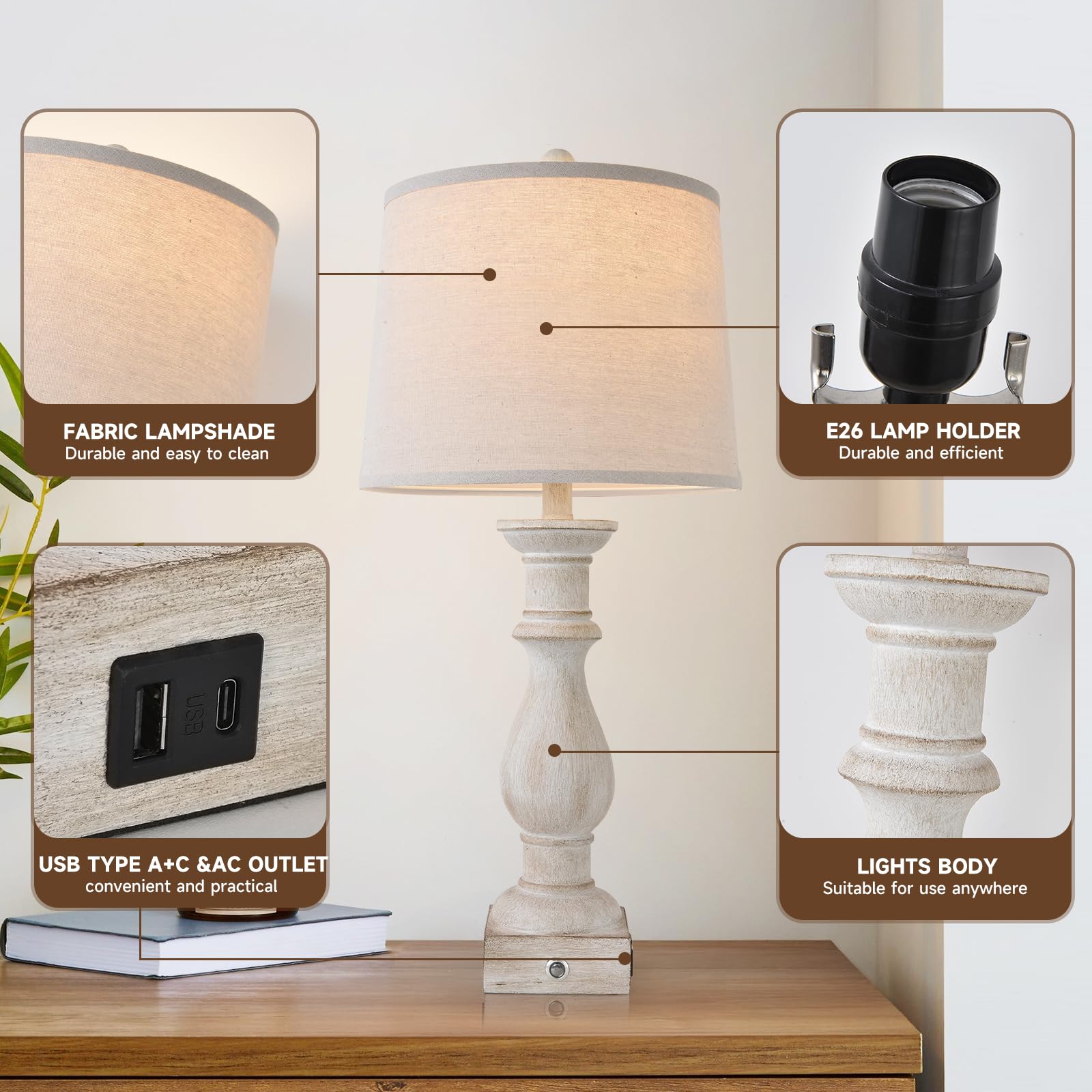 Terpsichore table lamps set of 2 resin texture adds rustic charm