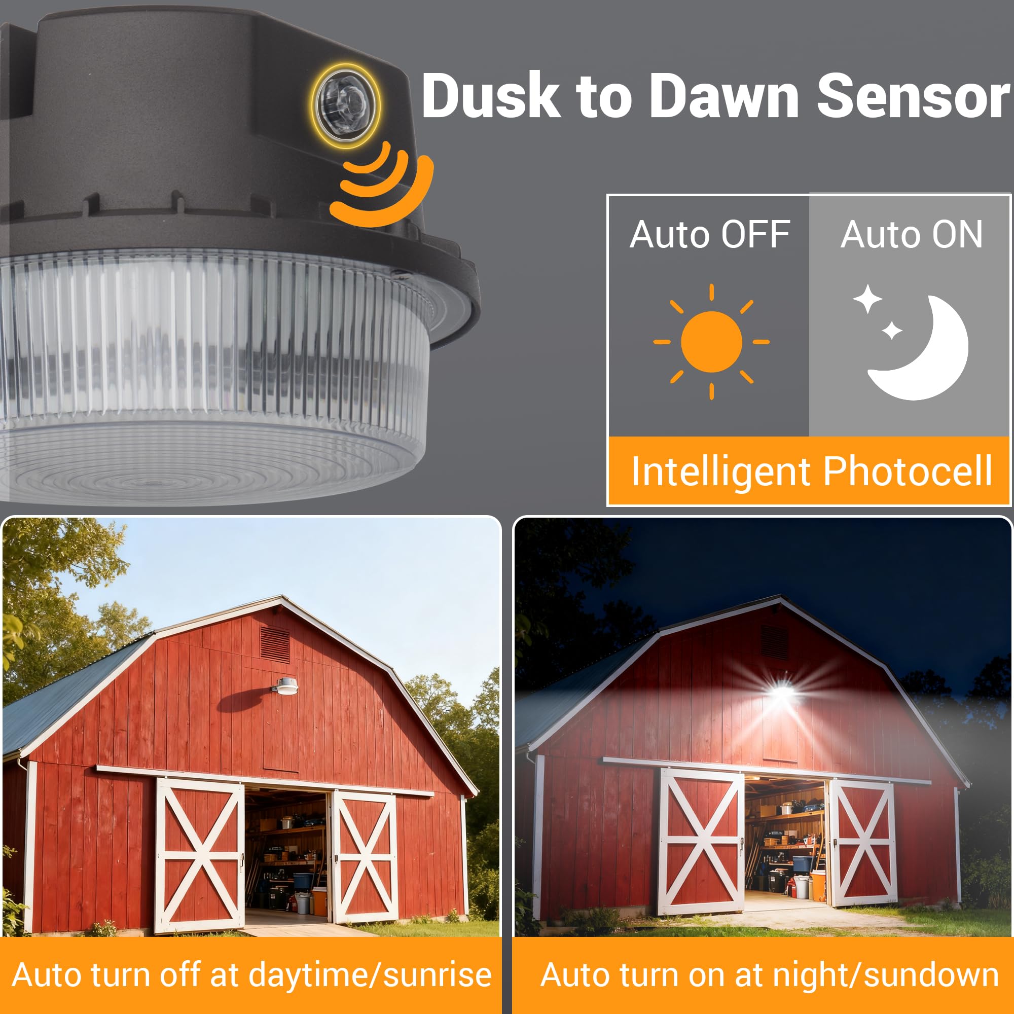 TERRASON barn light with durable aluminum housing for outdoor use.