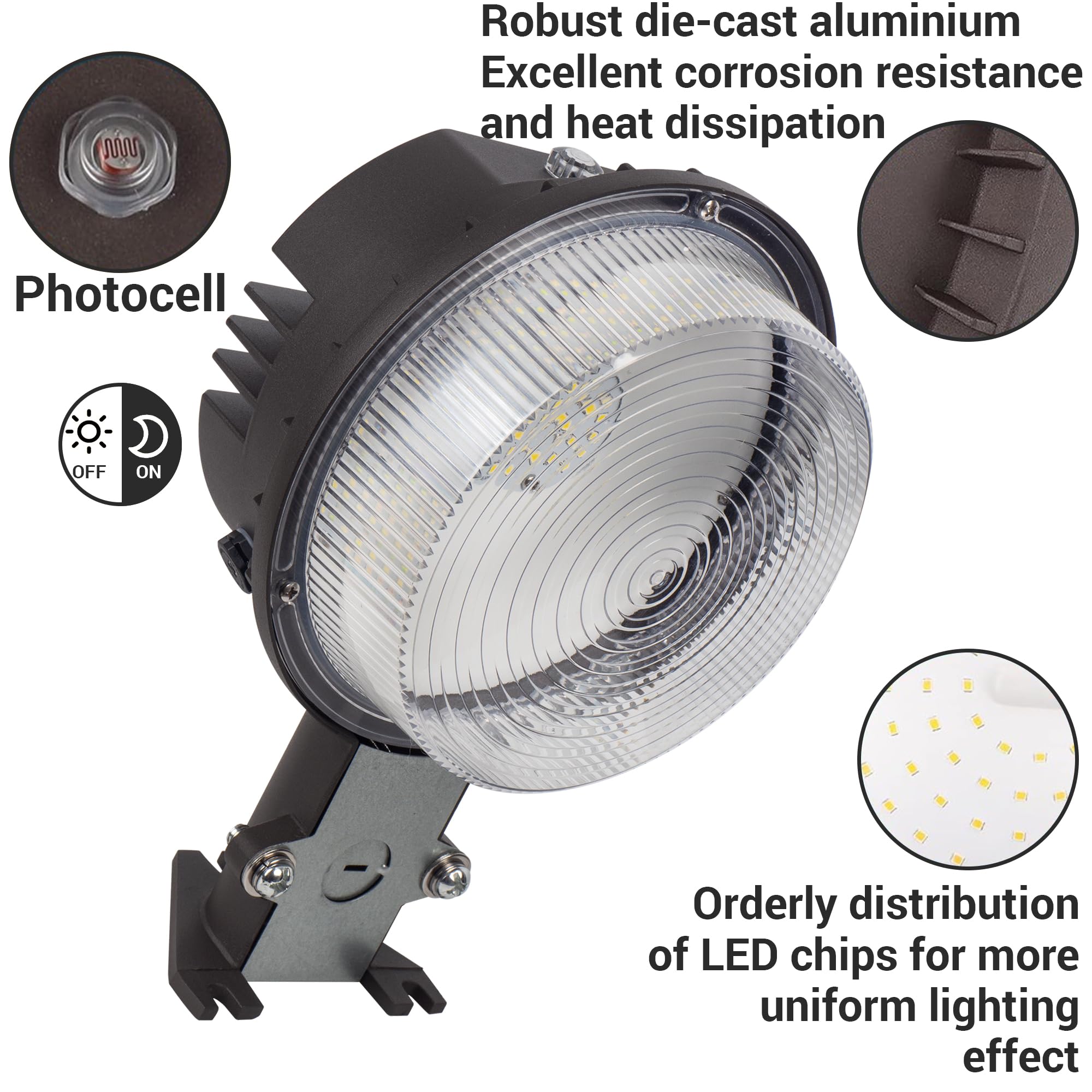 TERRASON photocell sensor flood light for efficient night lighting.