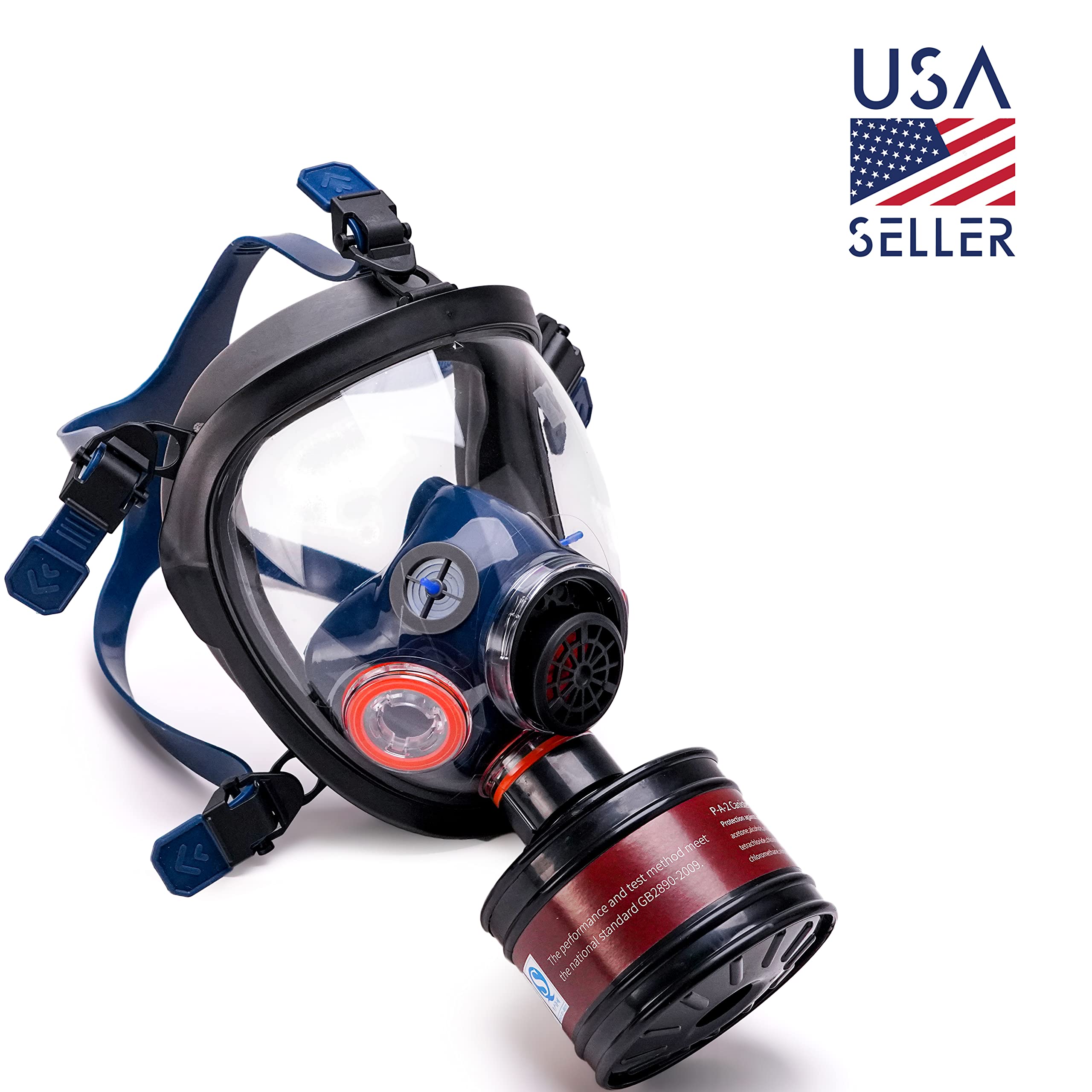 Tesoro Moda full-face mask with 40mm filter pod ready for particulates.