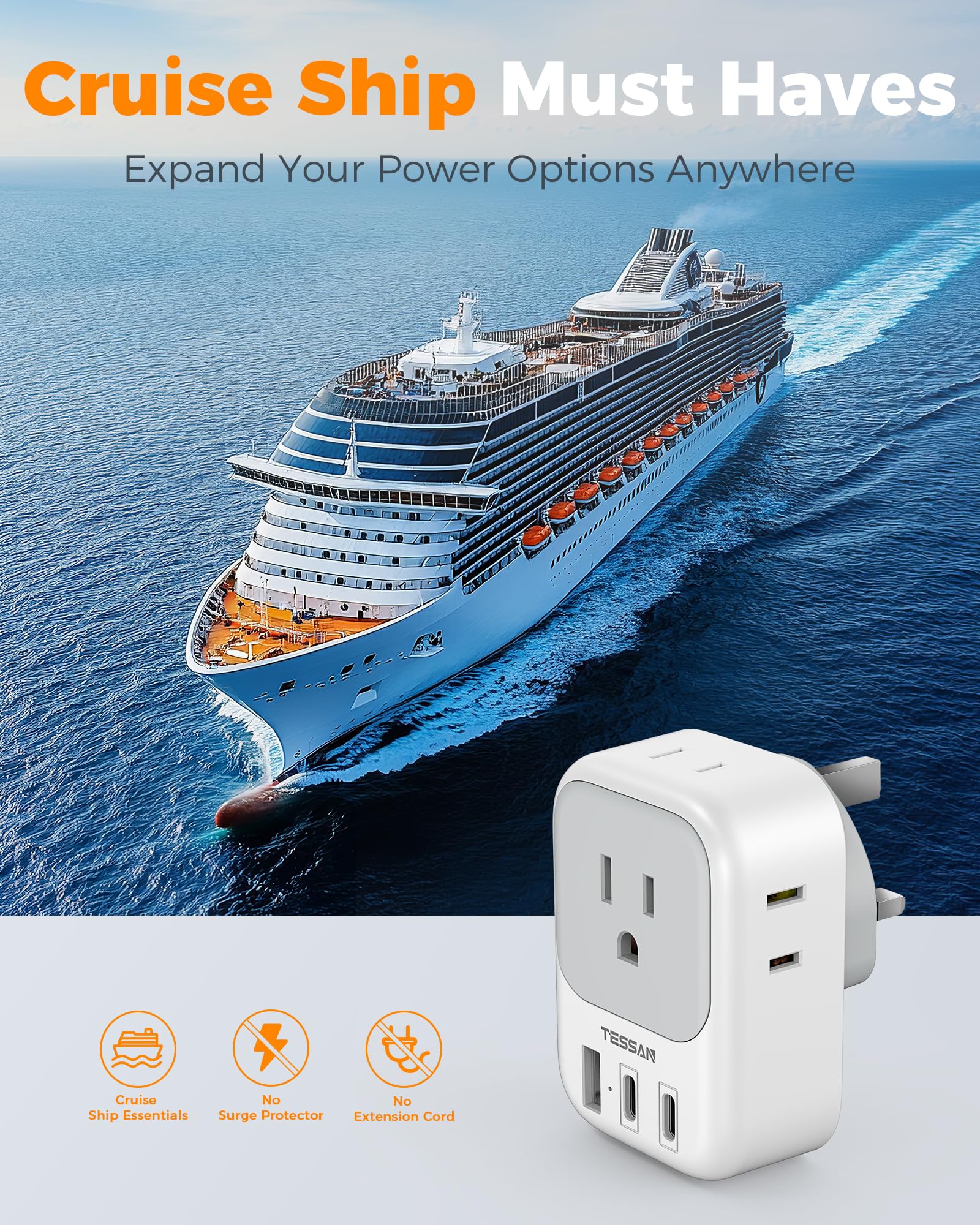 TESSAN 2-pack travel power solution for multiple travelers on trips.