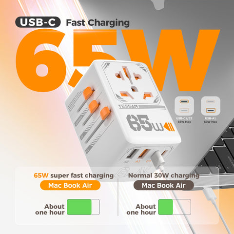 TESSAN 4 USB ports layout enables simultaneous charging while traveling