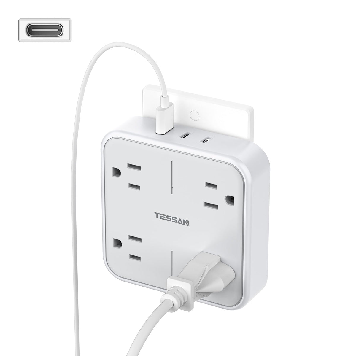 TESSAN 7-in-1 multi plug outlet with surge protection for versatile charging.