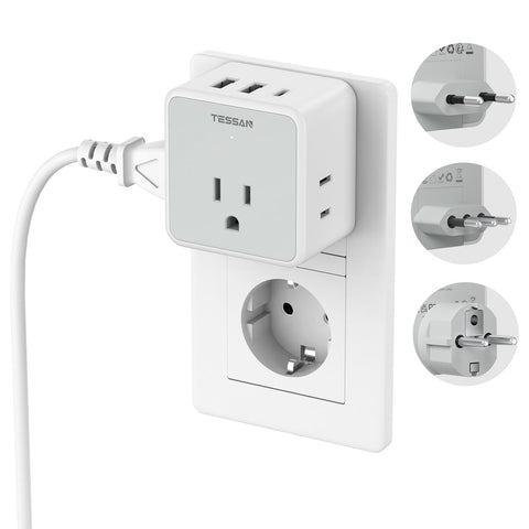 TESSAN All European travel adapter kit in compact design for carry-on use