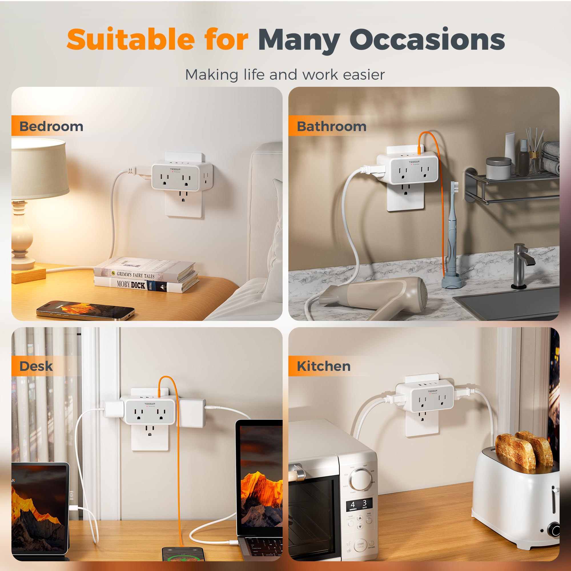 TESSAN charging station keeps devices ready in bedroom or living area