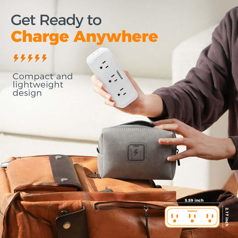 TESSAN compact bedroom outlet powers multiple devices conveniently