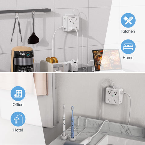 TESSAN compact space-saving outlet ideal for tight countertops