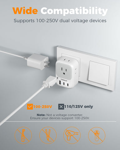 TESSAN cruise-friendly Italy adapter suitable for hotel rooms and short trips.