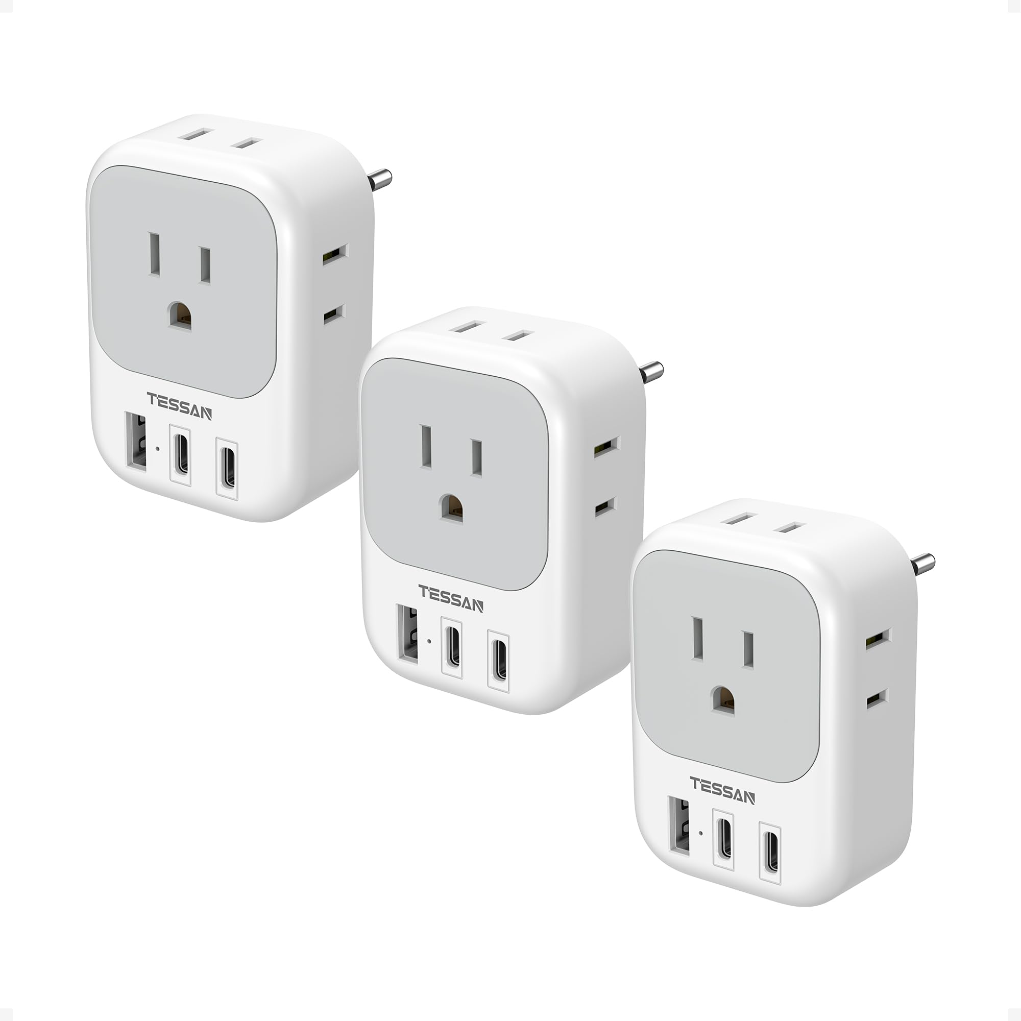 TESSAN European travel adapter main image; compact hub for multi-device charging.