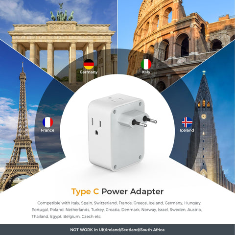 TESSAN USB-C port provides fast charging for devices while traveling in Europe.