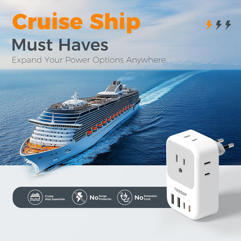 TESSAN adapter ensures reliable Europe power for travel gear and gadgets.