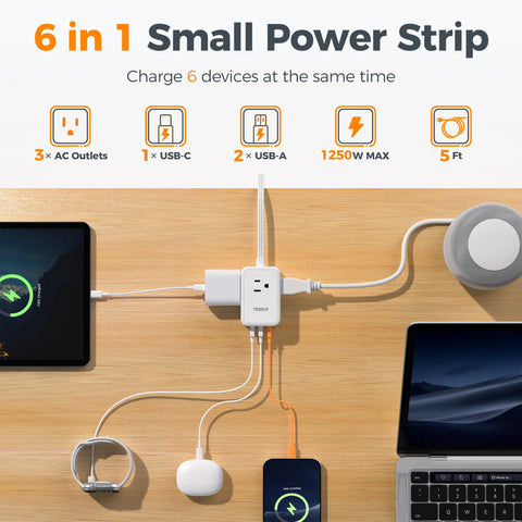TESSAN flat plug at a 45-degree angle designed for tight spaces behind furniture