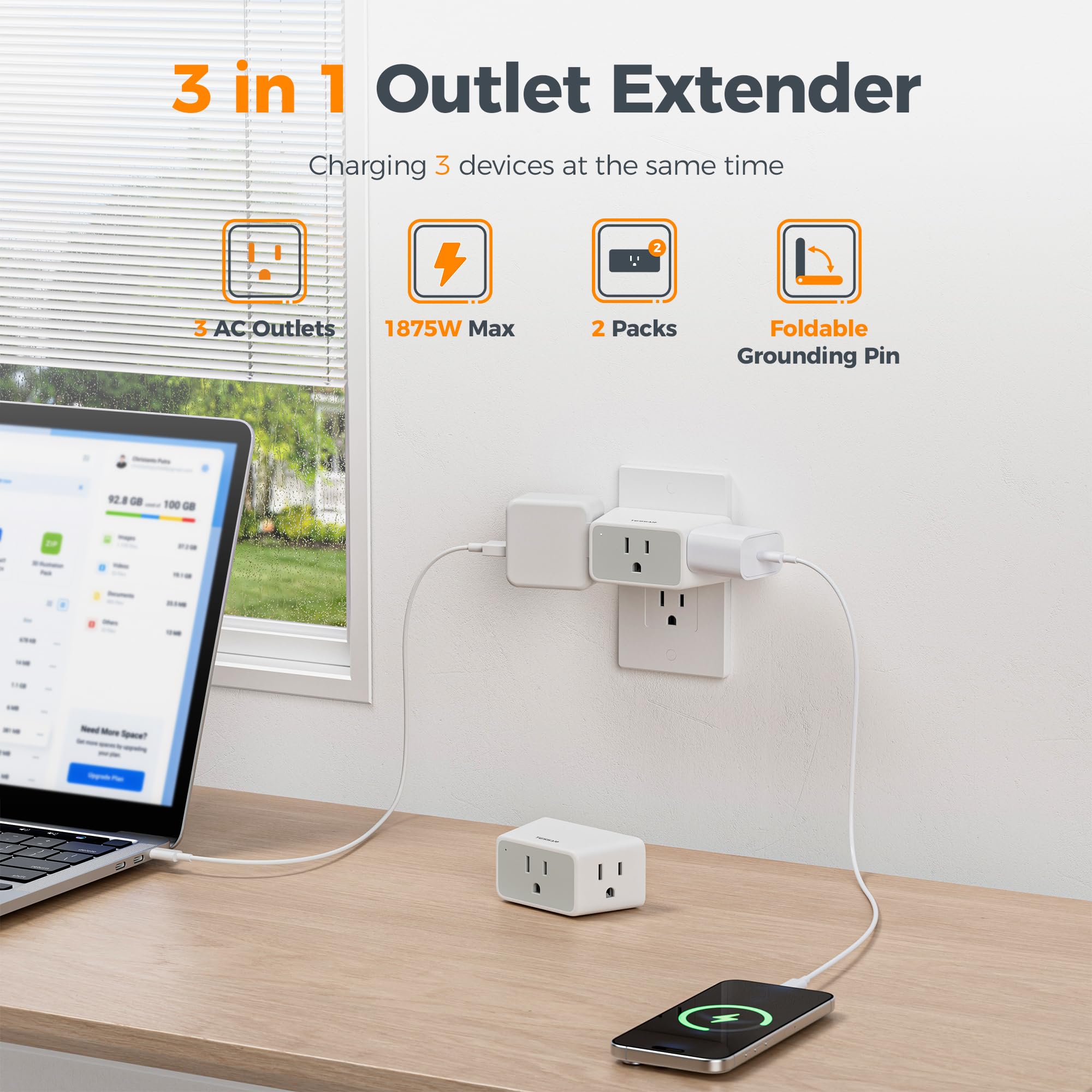 TESSAN foldable prong adapter for versatile travel across US Canada and beyond