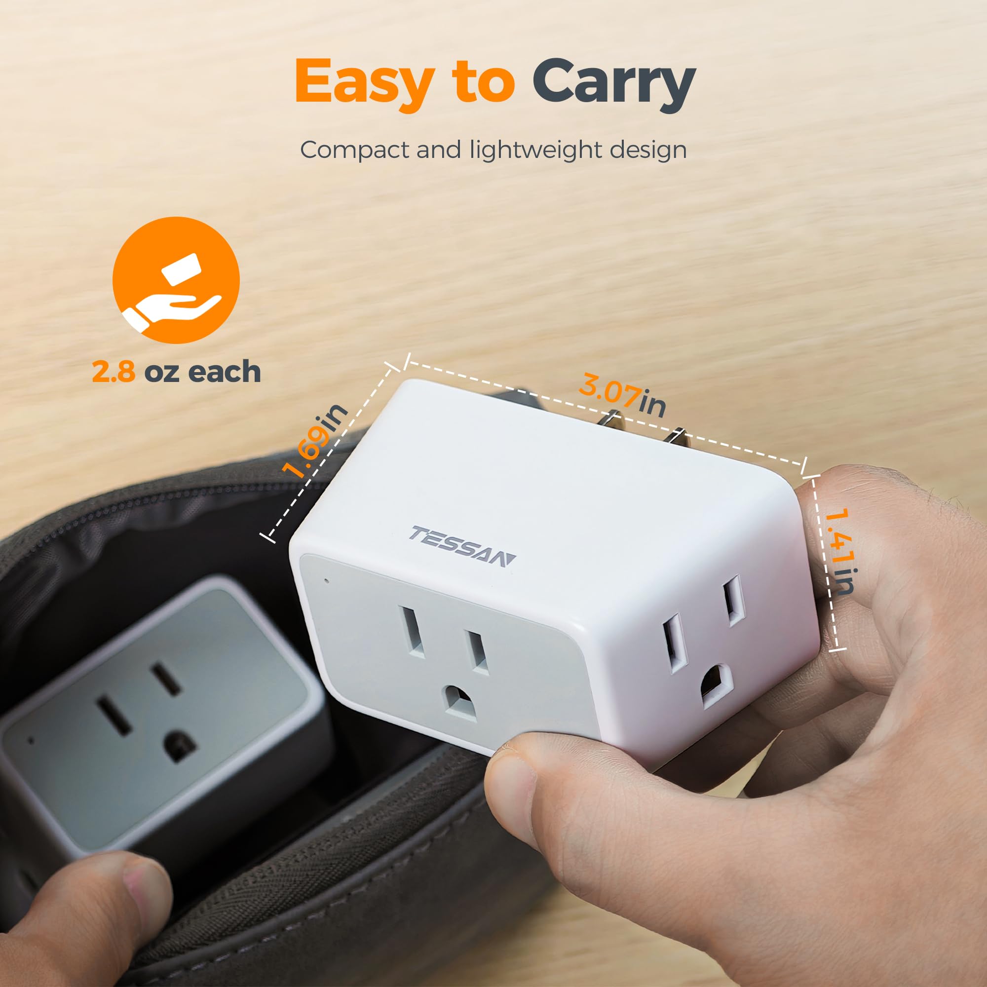TESSAN home office dorm use compact adapter for organized power
