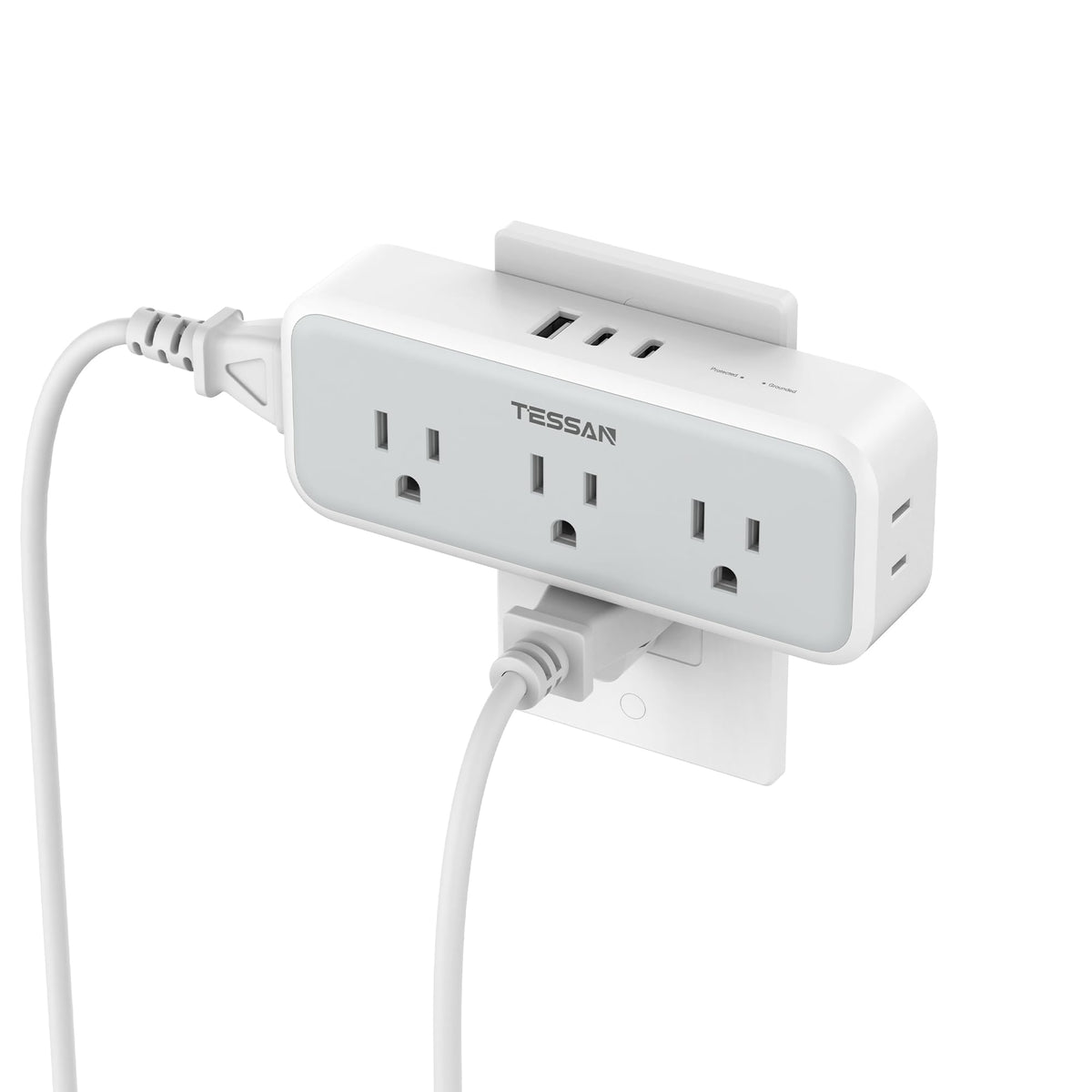 TESSAN multi-plug outlet extender with wide spacing for bulky plugs, ideal for home or dorm