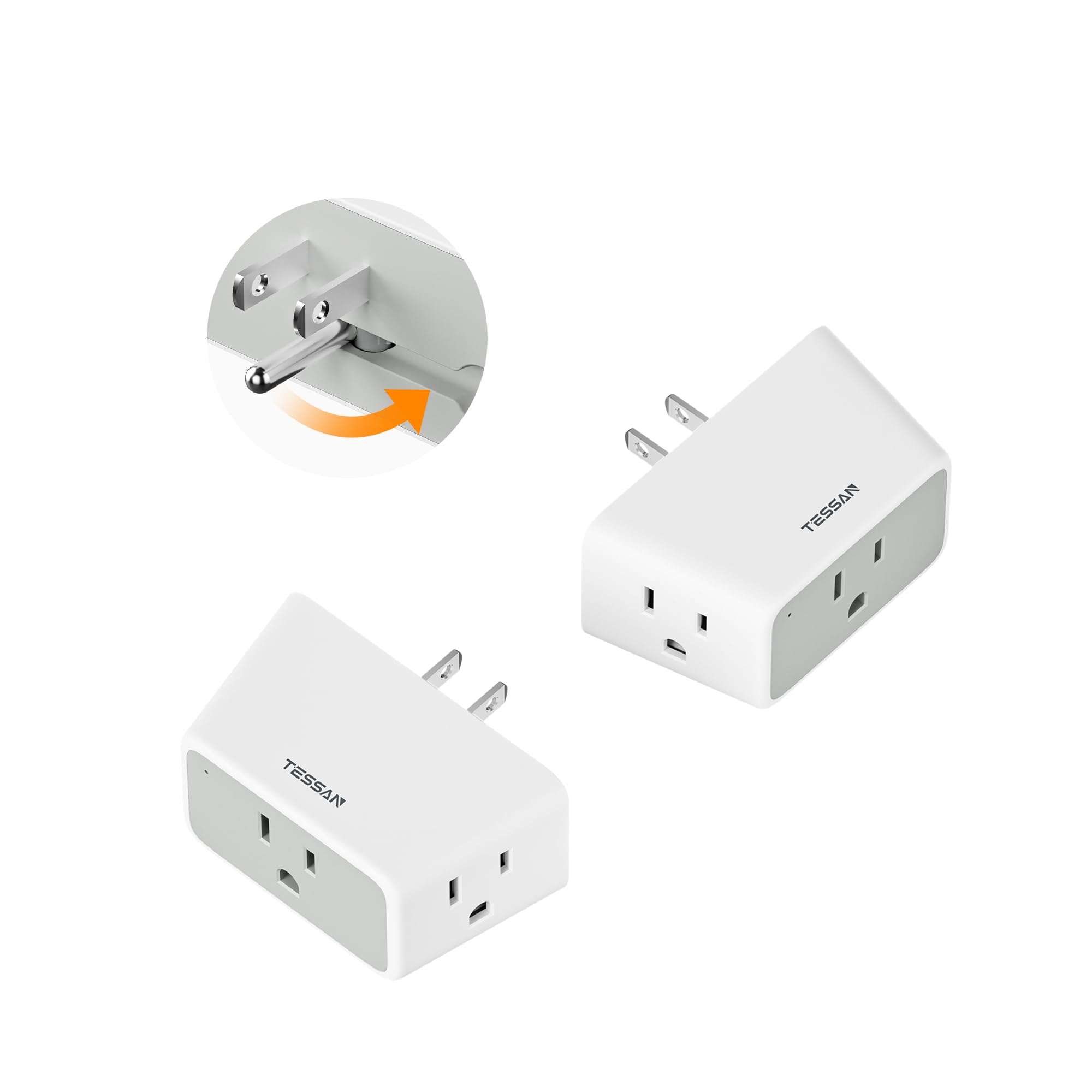 TESSAN multi-plug wall outlet 2-pack powers six devices in tight spaces