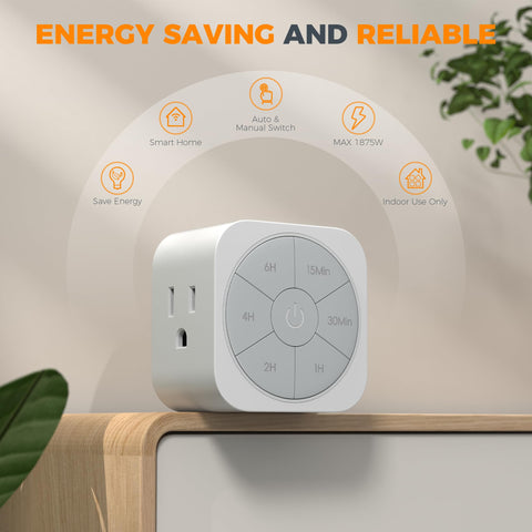 TESSAN bedroom setup shows timer-controlled lighting for convenient evenings