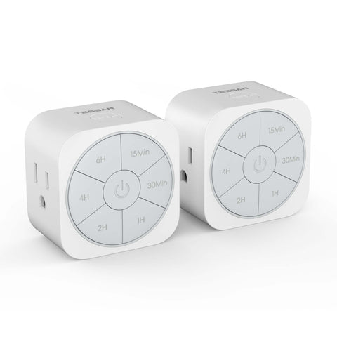 TESSAN outlet timer compact top plug—space-saving design and two-device control
