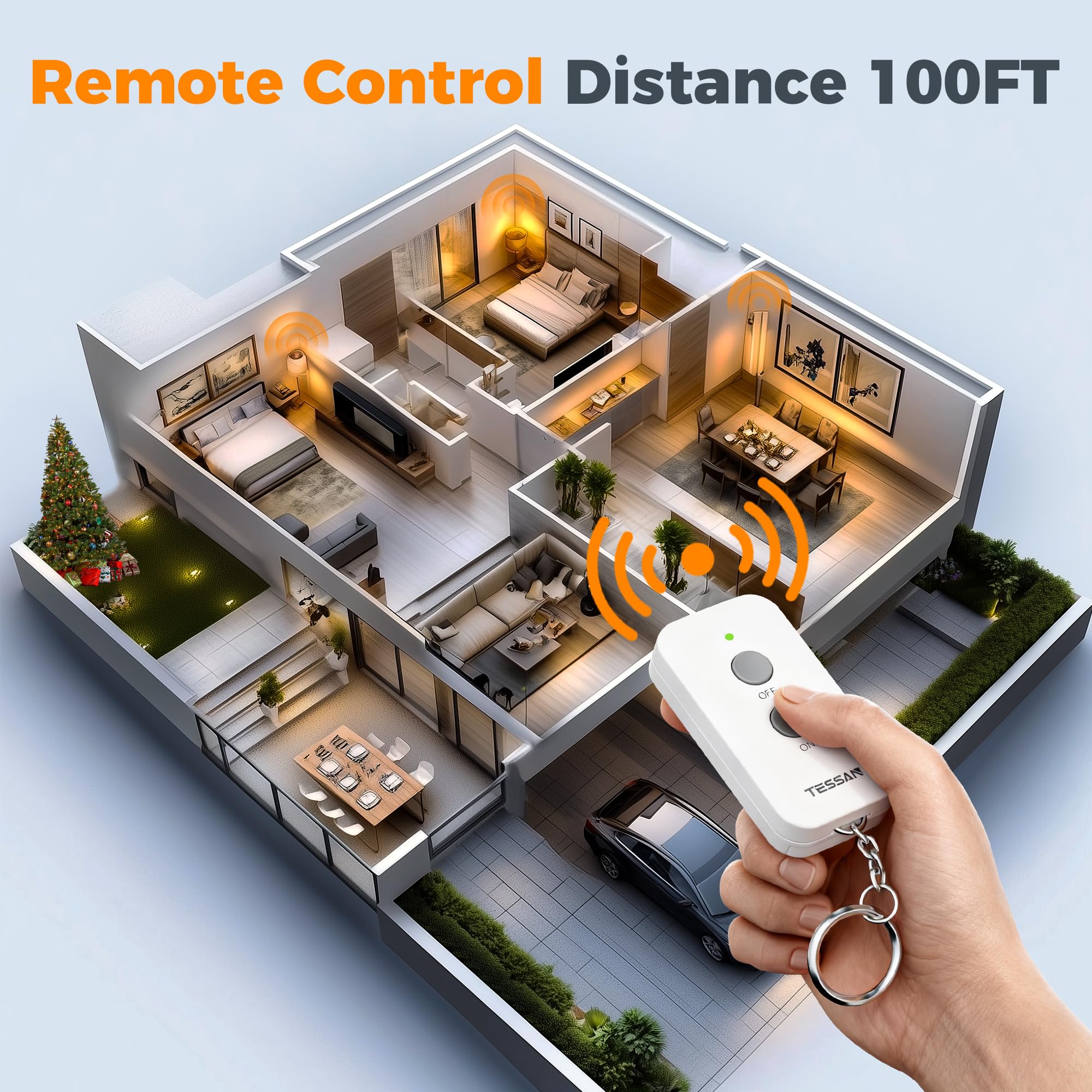 TESSAN remote on keychain for quick, convenient access