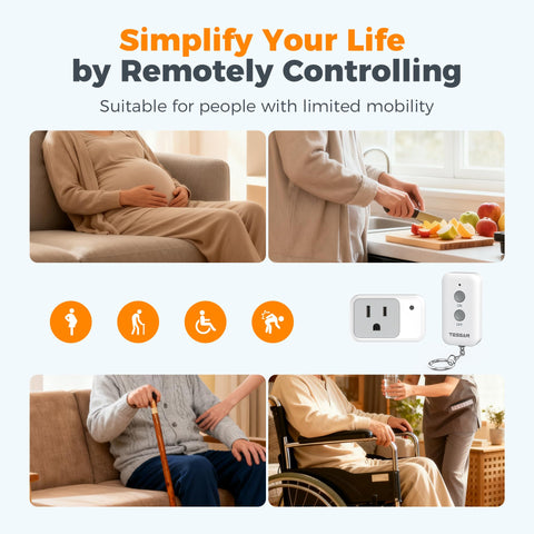 TESSAN remote control outlet in living room decor with string lights