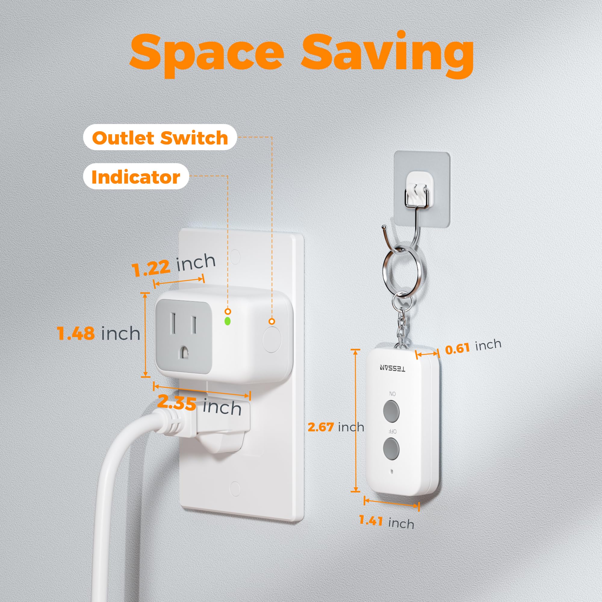 TESSAN remote control outlet packaging for easy setup