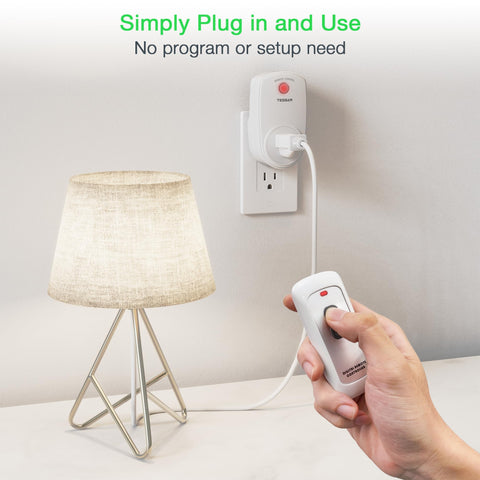 TESSAN remote-control-outlet remote in hand enabling quick couch-side control
