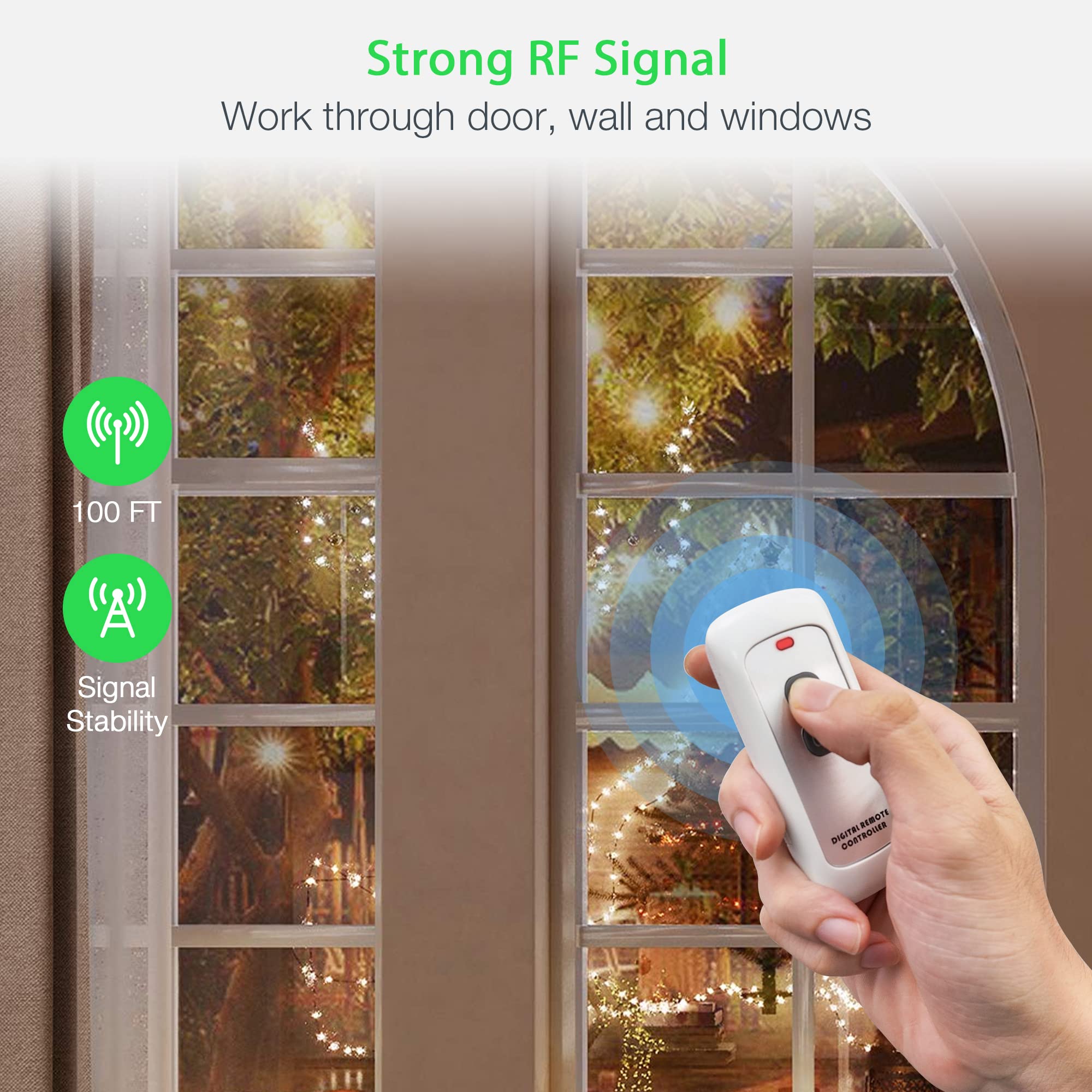 TESSAN remote-control-outlet through-wall-range demonstrates RF reach across room