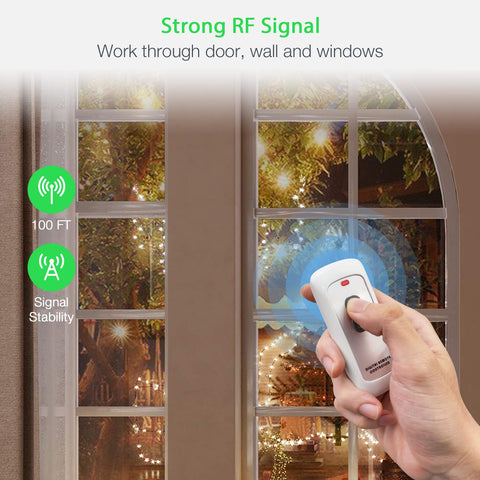 TESSAN remote-control-outlet through-wall-range demonstrates RF reach across room