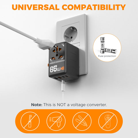 TESSAN safety features with double fuse and temperature sensor for safer charging.