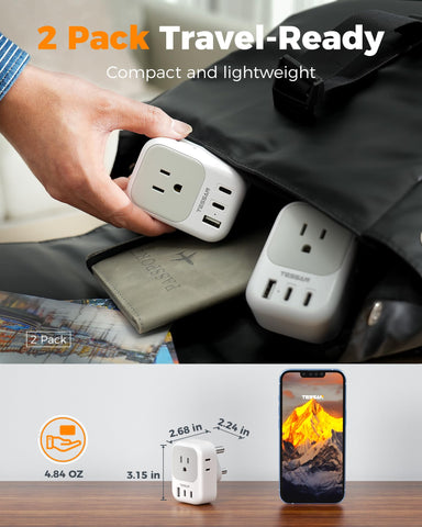 TESSAN Type M plug for multi-country use on trips.
