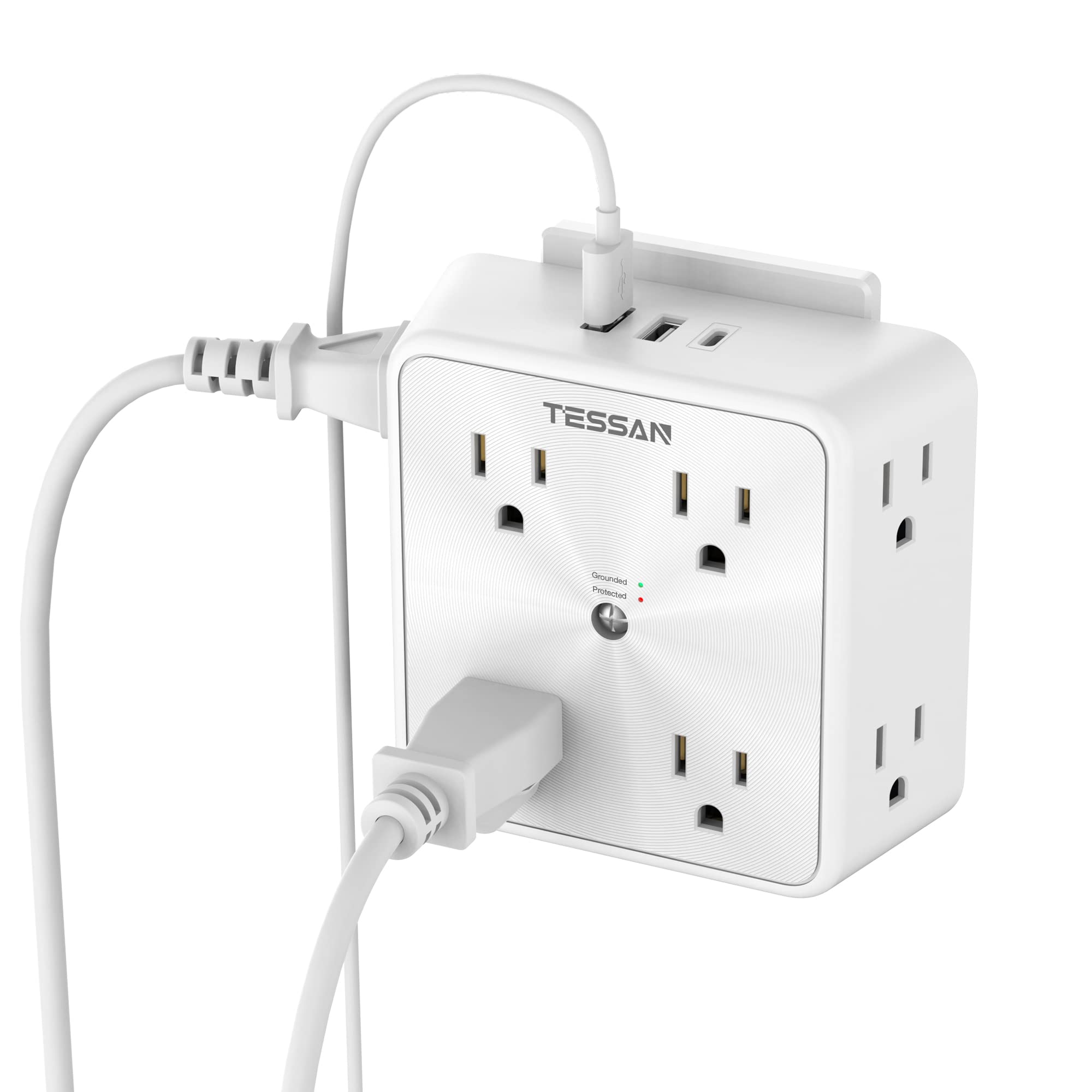 TESSAN surge protector with 8-outlet extender to power multiple devices at once