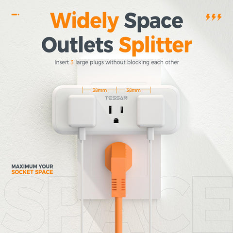 TESSAN surge protector outlet guards devices from surges during daily use.