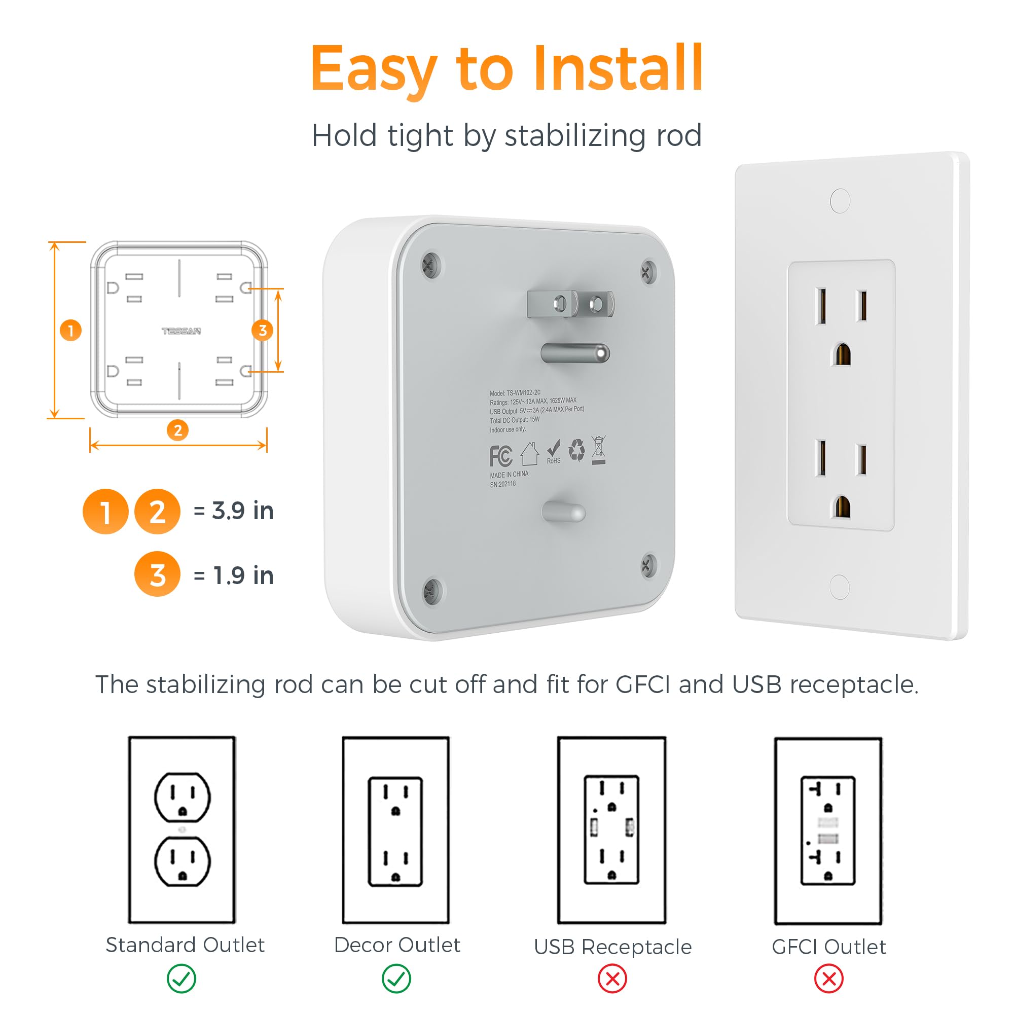 TESSAN surge protector safeguards electronics from power spikes at home.