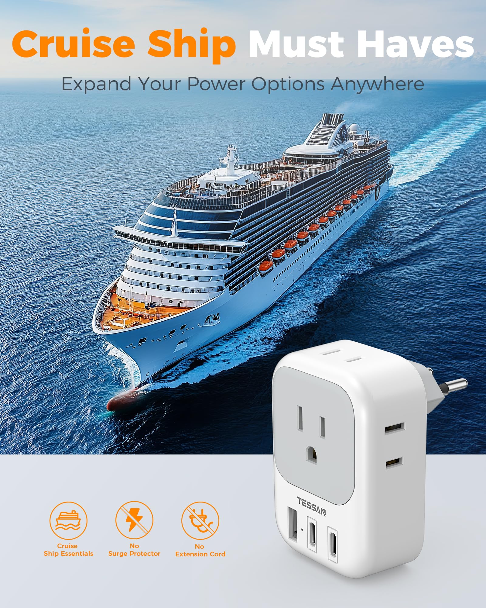 Two-pack TESSAN Switzerland adapter ideal for travelers