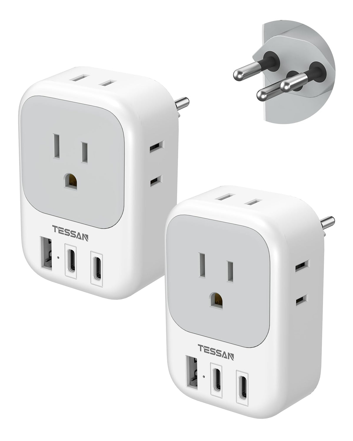 TESSAN Switzerland travel adapter with 4 outlets for simultaneous charging