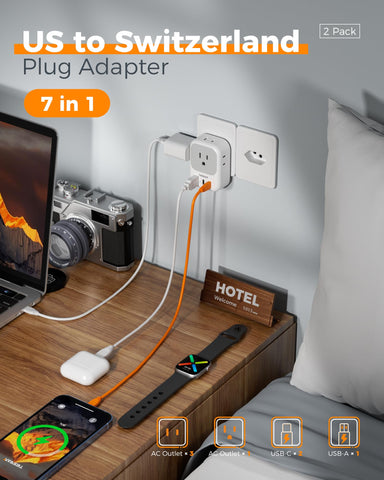 Compact design of the TESSAN Swiss adapter fits in a bag