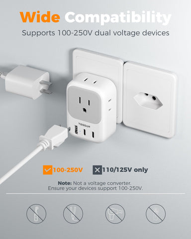 Type J all-in-one adapter for Swiss travel and nearby regions
