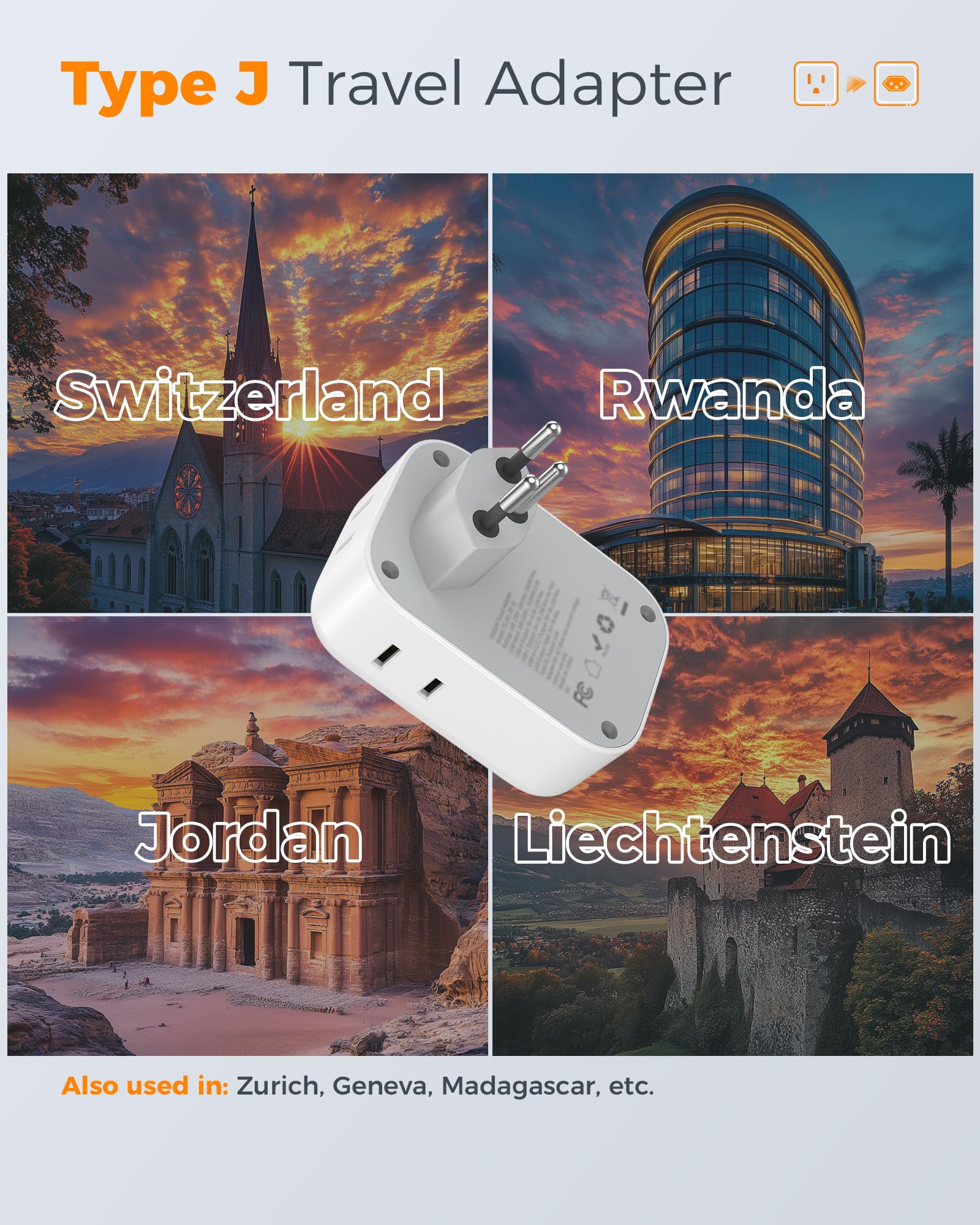TESSAN travel adapter USB-C ports enable fast charging on the go