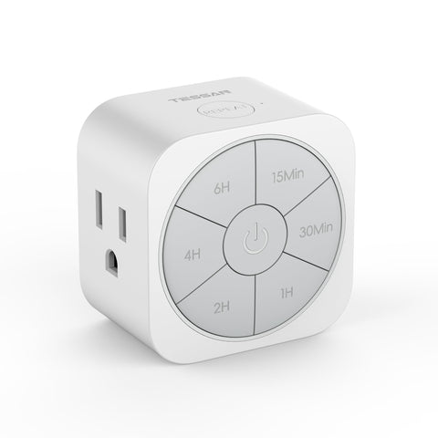 TESSAN timer outlet front view with intuitive countdown controls for quick scheduling